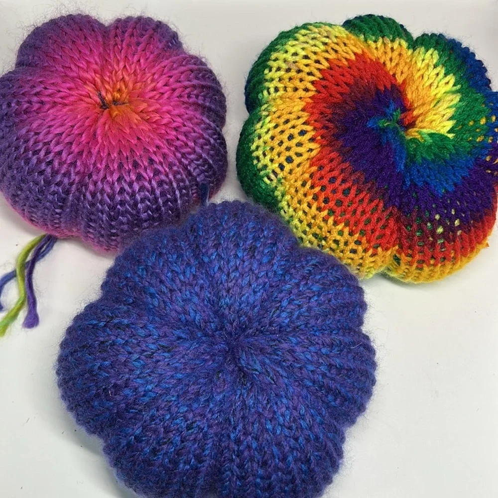 Colorful Knit Pumpkin Decor Set